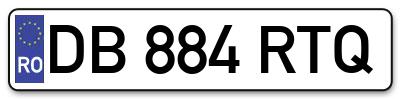 Placuta inmatriculare numar auto  DB-884-RTQ, DB 884 RTQ, DB884RTQ