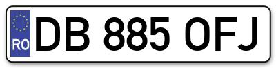 Placuta inmatriculare numar auto  DB-885-OFJ, DB 885 OFJ, DB885OFJ