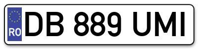 Placuta inmatriculare numar auto  DB-889-UMI, DB 889 UMI, DB889UMI