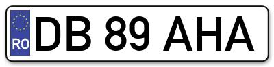 Placuta inmatriculare numar auto  DB-89-AHA, DB 89 AHA, DB89AHA