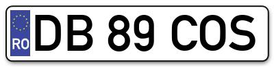 Placuta inmatriculare numar auto  DB-89-COS, DB 89 COS, DB89COS