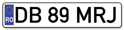Placuta inmatriculare numar auto  DB-89-MRJ, DB 89 MRJ, DB89MRJ