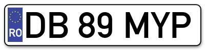 Placuta inmatriculare numar auto  DB-89-MYP, DB 89 MYP, DB89MYP