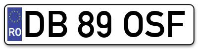 Placuta inmatriculare numar auto  DB-89-OSF, DB 89 OSF, DB89OSF
