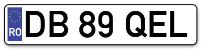 Placuta inmatriculare numar auto  DB-89-QEL, DB 89 QEL, DB89QEL