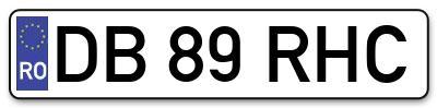 Placuta inmatriculare numar auto  DB-89-RHC, DB 89 RHC, DB89RHC