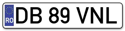 Placuta inmatriculare numar auto  DB-89-VNL, DB 89 VNL, DB89VNL