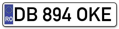 Placuta inmatriculare numar auto  DB-894-OKE, DB 894 OKE, DB894OKE