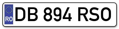 Placuta inmatriculare numar auto  DB-894-RSO, DB 894 RSO, DB894RSO
