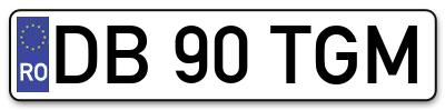 Placuta inmatriculare numar auto  DB-90-TGM, DB 90 TGM, DB90TGM