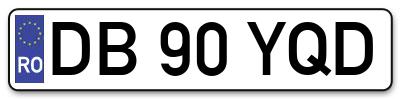 Placuta inmatriculare numar auto  DB-90-YQD, DB 90 YQD, DB90YQD