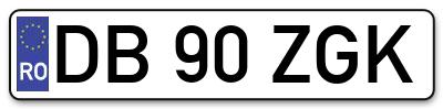 Placuta inmatriculare numar auto  DB-90-ZGK, DB 90 ZGK, DB90ZGK