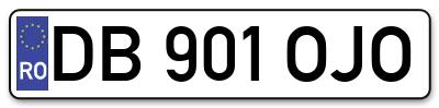 Placuta inmatriculare numar auto  DB-901-OJO, DB 901 OJO, DB901OJO