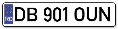 Placuta inmatriculare numar auto  DB-901-OUN, DB 901 OUN, DB901OUN