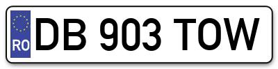 Placuta inmatriculare numar auto  DB-903-TOW, DB 903 TOW, DB903TOW