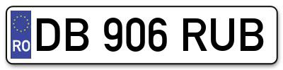 Placuta inmatriculare numar auto  DB-906-RUB, DB 906 RUB, DB906RUB