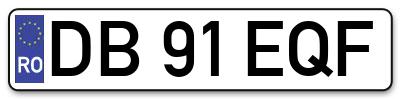 Placuta inmatriculare numar auto  DB-91-EQF, DB 91 EQF, DB91EQF