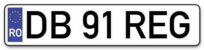 Placuta inmatriculare numar auto  DB-91-REG, DB 91 REG, DB91REG