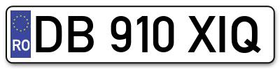 Placuta inmatriculare numar auto  DB-910-XIQ, DB 910 XIQ, DB910XIQ