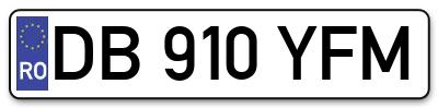 Placuta inmatriculare numar auto  DB-910-YFM, DB 910 YFM, DB910YFM