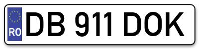 Placuta inmatriculare numar auto  DB-911-DOK, DB 911 DOK, DB911DOK