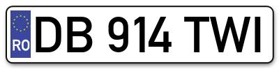 Placuta inmatriculare numar auto  DB-914-TWI, DB 914 TWI, DB914TWI
