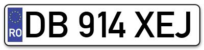 Placuta inmatriculare numar auto  DB-914-XEJ, DB 914 XEJ, DB914XEJ