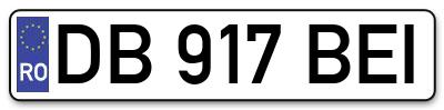 Placuta inmatriculare numar auto  DB-917-BEI, DB 917 BEI, DB917BEI