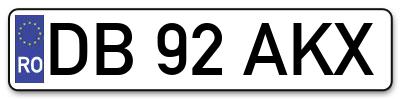 Placuta inmatriculare numar auto  DB-92-AKX, DB 92 AKX, DB92AKX