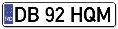Placuta inmatriculare numar auto  DB-92-HQM, DB 92 HQM, DB92HQM