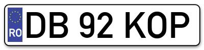 Placuta inmatriculare numar auto  DB-92-KOP, DB 92 KOP, DB92KOP