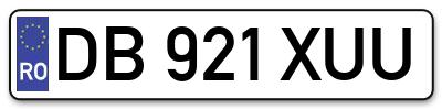 Placuta inmatriculare numar auto  DB-921-XUU, DB 921 XUU, DB921XUU