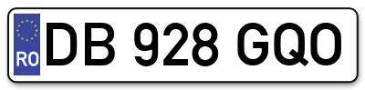 Placuta inmatriculare numar auto  DB-928-GQO, DB 928 GQO, DB928GQO