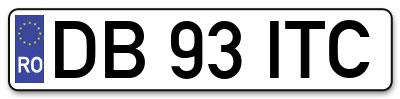 Placuta inmatriculare numar auto  DB-93-ITC, DB 93 ITC, DB93ITC