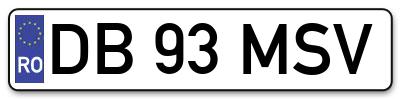 Placuta inmatriculare numar auto  DB-93-MSV, DB 93 MSV, DB93MSV