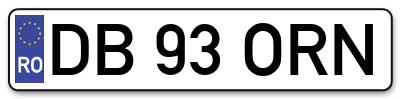 Placuta inmatriculare numar auto  DB-93-ORN, DB 93 ORN, DB93ORN