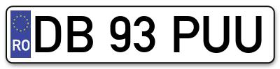 Placuta inmatriculare numar auto  DB-93-PUU, DB 93 PUU, DB93PUU
