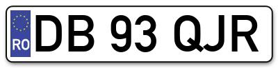 Placuta inmatriculare numar auto  DB-93-QJR, DB 93 QJR, DB93QJR