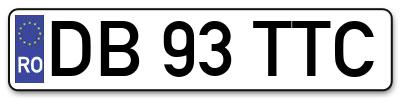 Placuta inmatriculare numar auto  DB-93-TTC, DB 93 TTC, DB93TTC