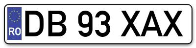Placuta inmatriculare numar auto  DB-93-XAX, DB 93 XAX, DB93XAX