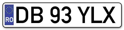 Placuta inmatriculare numar auto  DB-93-YLX, DB 93 YLX, DB93YLX