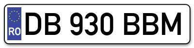 Placuta inmatriculare numar auto  DB-930-BBM, DB 930 BBM, DB930BBM