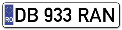 Placuta inmatriculare numar auto  DB-933-RAN, DB 933 RAN, DB933RAN