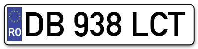 Placuta inmatriculare numar auto  DB-938-LCT, DB 938 LCT, DB938LCT