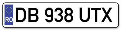 Placuta inmatriculare numar auto  DB-938-UTX, DB 938 UTX, DB938UTX