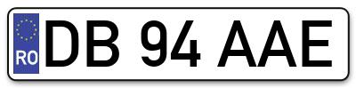 Placuta inmatriculare numar auto  DB-94-AAE, DB 94 AAE, DB94AAE