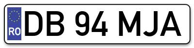 Placuta inmatriculare numar auto  DB-94-MJA, DB 94 MJA, DB94MJA