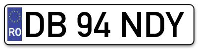 Placuta inmatriculare numar auto  DB-94-NDY, DB 94 NDY, DB94NDY