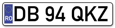 Placuta inmatriculare numar auto  DB-94-QKZ, DB 94 QKZ, DB94QKZ
