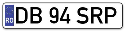 Placuta inmatriculare numar auto  DB-94-SRP, DB 94 SRP, DB94SRP